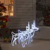 Image de vidaXL 2x Rennes de Noël Décoration de Noël Ornement de Vacances Décoration de Fête Ornement de Jardin Extérieur Blanc Froid 60x30x60 cm