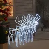 Image de vidaXL 3x Rennes de Noël avec Têtes Mobiles Décoration de Noël Ornement de Vacances Décoration de Fête Ornement de Jardin Blanc Froid 76x42x87 cm