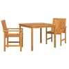 Image de Salon de jardin - Lot de 3 pièces - GENERIQUE - Bois massif marron - Table 90 x 200 x 90 cm