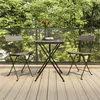 Image de Chaises de bistrot pliantes lot de 2 Gris Résine tressée acier