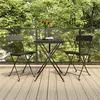 Image de vidaXL Ensemble de bistro pliable 3 pcs Noir Résine tressée, ensemble de bistrot, table et chaises de jardin, ensemble 319989