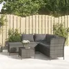 Image de Salon de jardin Vidaxl resine tressee gris 4 pieces 43.0 x 43 x 30 5 personnes