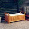 Image de vidaXL Banc de rangement de jardin avec coussin 126 cm Bois d'acacia, mobilier de jardin, causeuse, siège de jardin, 319715