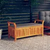 Image de vidaXL Banc de rangement de jardin avec coussin 126 cm Bois d'acacia, mobilier de jardin, causeuse, siège de jardin, 319717