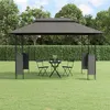 Image de vidaXL Prieel met dak 400x300x270 cm staal antracietkleurig360142