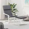 Image de Chaise de relaxation avec repose pied Gris foncé Tissu
