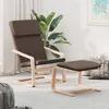 Image de vidaXL Chaise de relaxation avec repose-pied Marron foncé Tissu, chaise de salle à manger, chaise, mobilier de salon, chaise de bureau, fauteuil