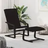 Image de vidaXL Chaise de relaxation avec repose-pied Noir Tissu, chaise de salle à manger, chaise, mobilier de salon, chaise de bureau, fauteuil, repose-pied 3154419