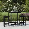 Image de Ensemble de bar de jardin vidaXL 3 pcs noir bois de pin massif