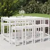 Image de Salon de jardin Vidaxl bois massif blanc 9 pieces 8 personnes