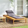 Image de Chaise longue et coussin oreiller gris foncé bois massif acacia