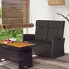 Image de vidaXL Banc de jardin inclinable et coussins noir 118cm résine tressée 362185