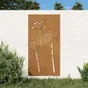 Image de vidaXL Décoration murale jardin 105x55 cm acier corten design de fleur, décoration murale extérieure, art mural de jardin, décoration murale en métal