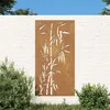 Image de vidaXL Décoration murale jardin 105x55 cm acier corten design bambou, décoration murale extérieure, art mural de jardin, décoration murale en métal