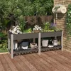 Image de Lit surélevé de jardin avec étagère Gris 200x50x75 cm WPC