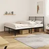Image de Cadre de lit métal sans matelas avec tête de lit noir 140x190cm