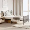 Image de Cadre de lit métal sans matelas avec pied de lit noir 90x190 cm