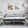 Image de vidaXL Bedframe met hoofdbord metaal wit 183x213 cm350936