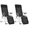 Image de vidaXL Lot de 2 Chaises de Camping Pliantes et Repose-pied, Fauteuil avec Accoudoirs, Sièges avec Dossier Pêche Pique-nique, 360146