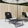 Image de Chaise longue pliante noir tissu oxford acier enduit de poudre