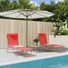Image de Chaises longues pliables lot de 2 rouge textilène et acier