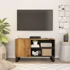 Image de vidaXL Meuble TV 80x33x46 cm bois de manguier et d'ingénierie, support TV, armoire média, armoire hifi, unité TV, meuble multimédia, meuble latéral 351965