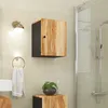 Image de vidaXL Armoire de Salle de Bain, Colonne avec 2 Compartiments et Porte, Meuble avec Rangement de Toilette Intérieur, Marron Bois Massif d'Acacia