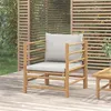 Image de vidaXL Canapé de jardin avec coussins gris clair bambou