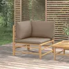 Image de vidaXL Canapé d'angle de jardin avec coussins taupe bambou