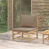 Image de vidaXL Canapé central de jardin avec coussins taupe bambou