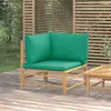 Image de vidaXL Canapé d'angle de jardin avec coussins vert bambou