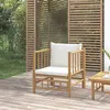Image de vidaXL Canapé de jardin avec coussins blanc crème bambou