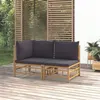 Image de vidaXL Salon de jardin 2 pcs avec coussins gris foncé bambou