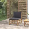 Image de vidaXL Canapé central de jardin avec coussins gris foncé bambou