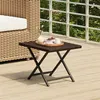 Image de Table pliable marron 45x35x32 cm résine tressée