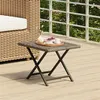 Image de Table pliable gris 45x35x32 cm résine tressée