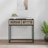 Image de Table console noir 80x30x75 cm bois d ingénierie et fer