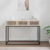 Image de Table console blanc 105x30x75 cm bois d ingénierie et fer