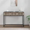 Image de Table console noir 105x30x75 cm bois d ingénierie et fer