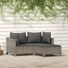 Image de Salon de jardin Vidaxl rotin gris 3 pieces 57.0 x 57 x 28 3 personnes