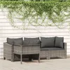 Image de Salon de jardin Vidaxl resine tressee 4 pieces 4 personnes 63 x 63 x 55.5 cm gris