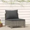 Image de vidaXL Canapé central de jardin avec coussin Gris Résine tressée, canapé d'extérieur, canapé sectionnel, canapé de patio, 362694