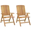 Image de Lot de 2 chaise vidaxl H. 104 cm empilable pliable exterieur en teck bois