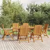 Image de vidaXL Ensemble à manger de jardin 7 pcs Bois de teck solide, ensemble de salle à manger, table et chaises de jardin, 3154919