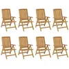 Image de Lot de 8 chaise vidaxl H. 104 cm empilable pliable en teck exterieur bois