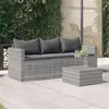 Image de Canapé de jardin 3 places avec coussins Gris Résine tressée