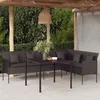 Image de vidaXL Ensemble à dîner de jardin et coussins 2pcs noir résine tressée 362338
