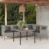 Image de vidaXL Mobilier à dîner de jardin et coussins 2 pcs gris rotin 362339
