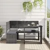 Image de Canapé de jardin avec table et coussins en forme de L gris