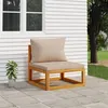 Image de vidaXL Canapé central de jardin et coussins taupe bois massif d'acacia